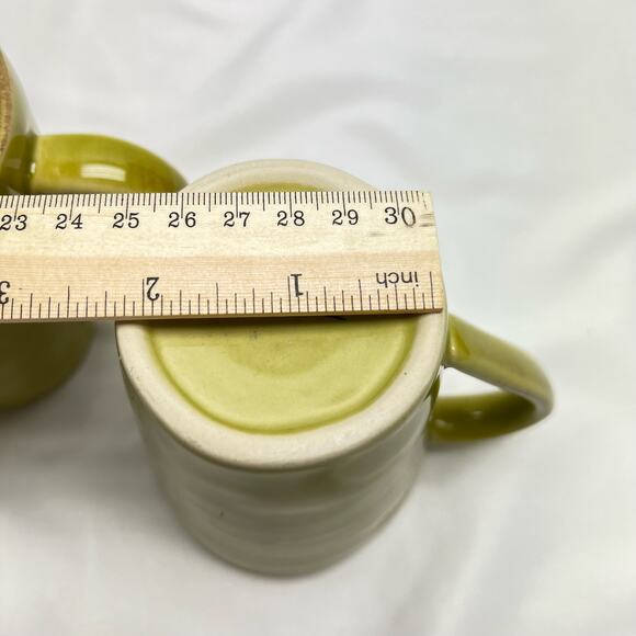 Crate & Barrel Portugal Rustic Ceramic Coffee Cups Sage Green (2) - Picture 7 of 7